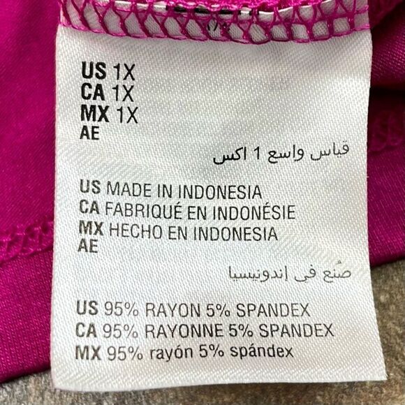 JM Collection Pink 3/4 Sleeve Tunic 1X - Picture 6 of 8